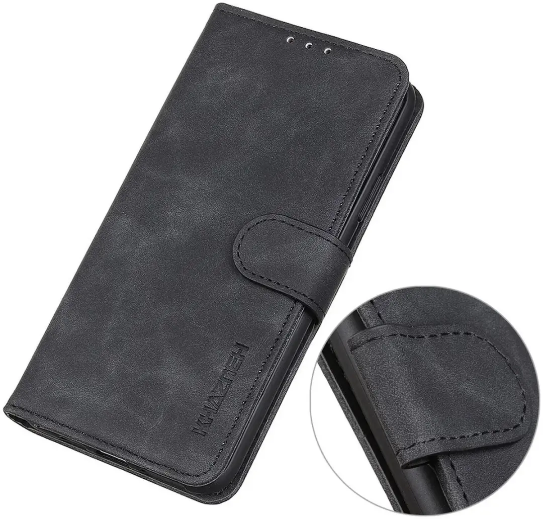 Khazneh Oppo A38 Retro Wallet Hoesje - 2 Pasjes - Zwart - afbeelding 6 van 6