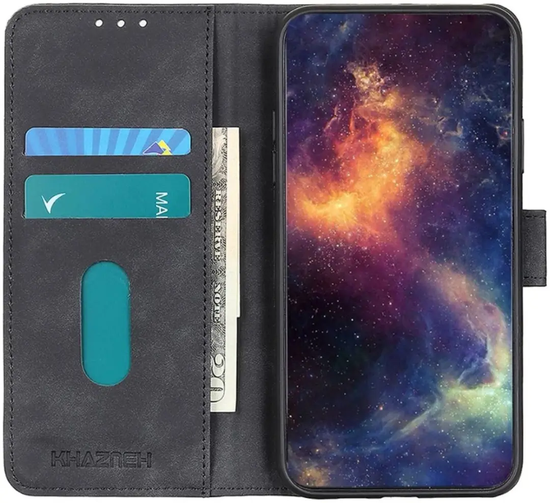 KHAZNEH Oppo A18 / A38 Hoesje Retro Wallet Book Case Zwart