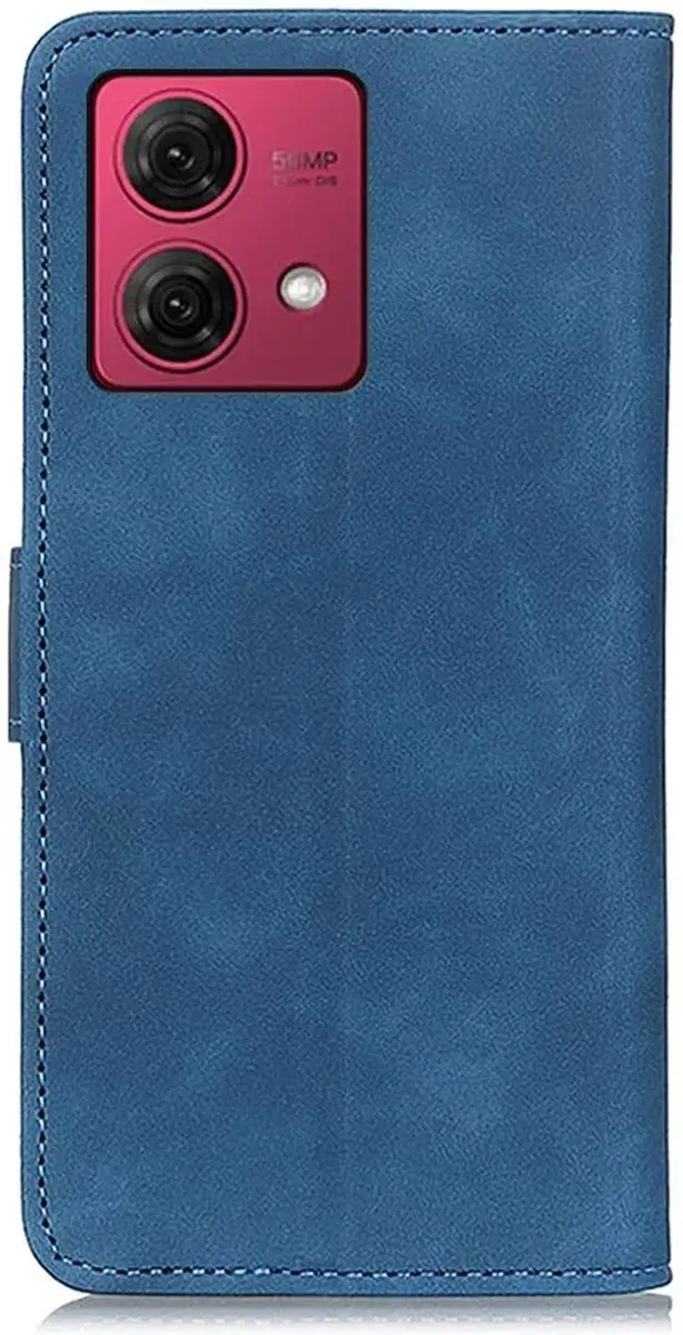 Khazneh Moto G84 Retro Wallet Hoesje - Blauw