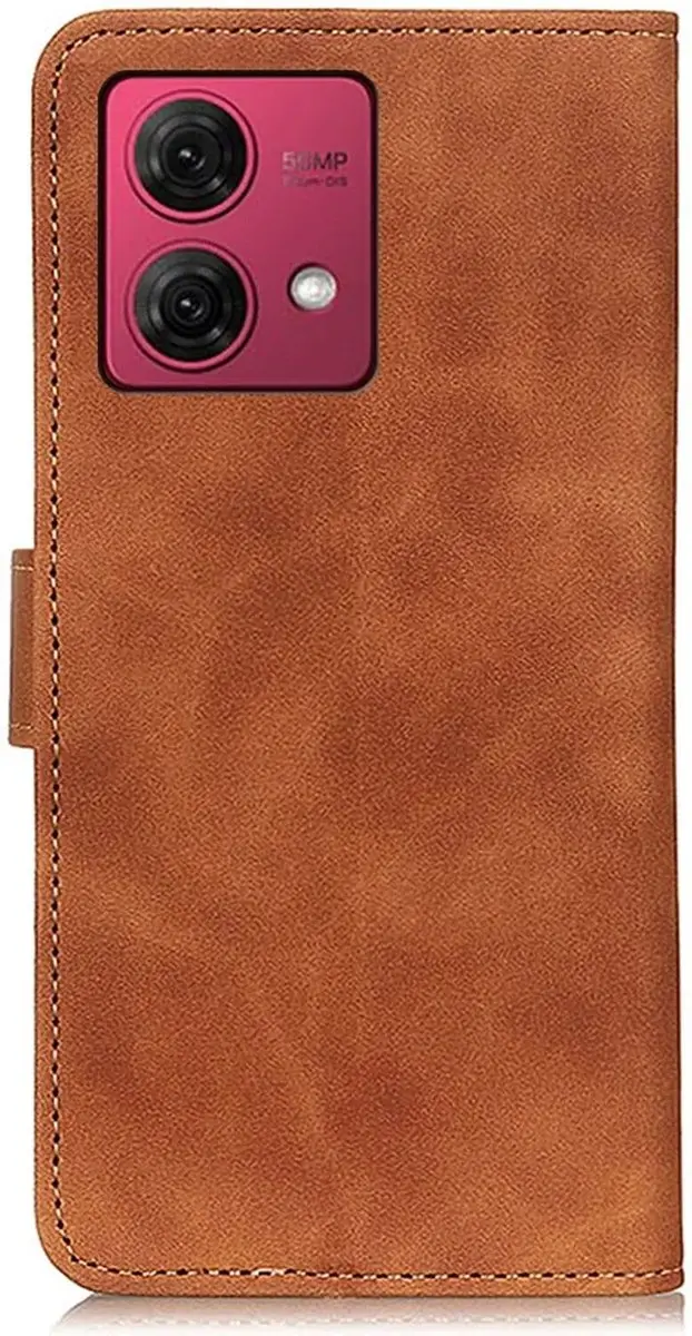 Khazneh Moto G84 Retro Wallet Hoesje - Bruin