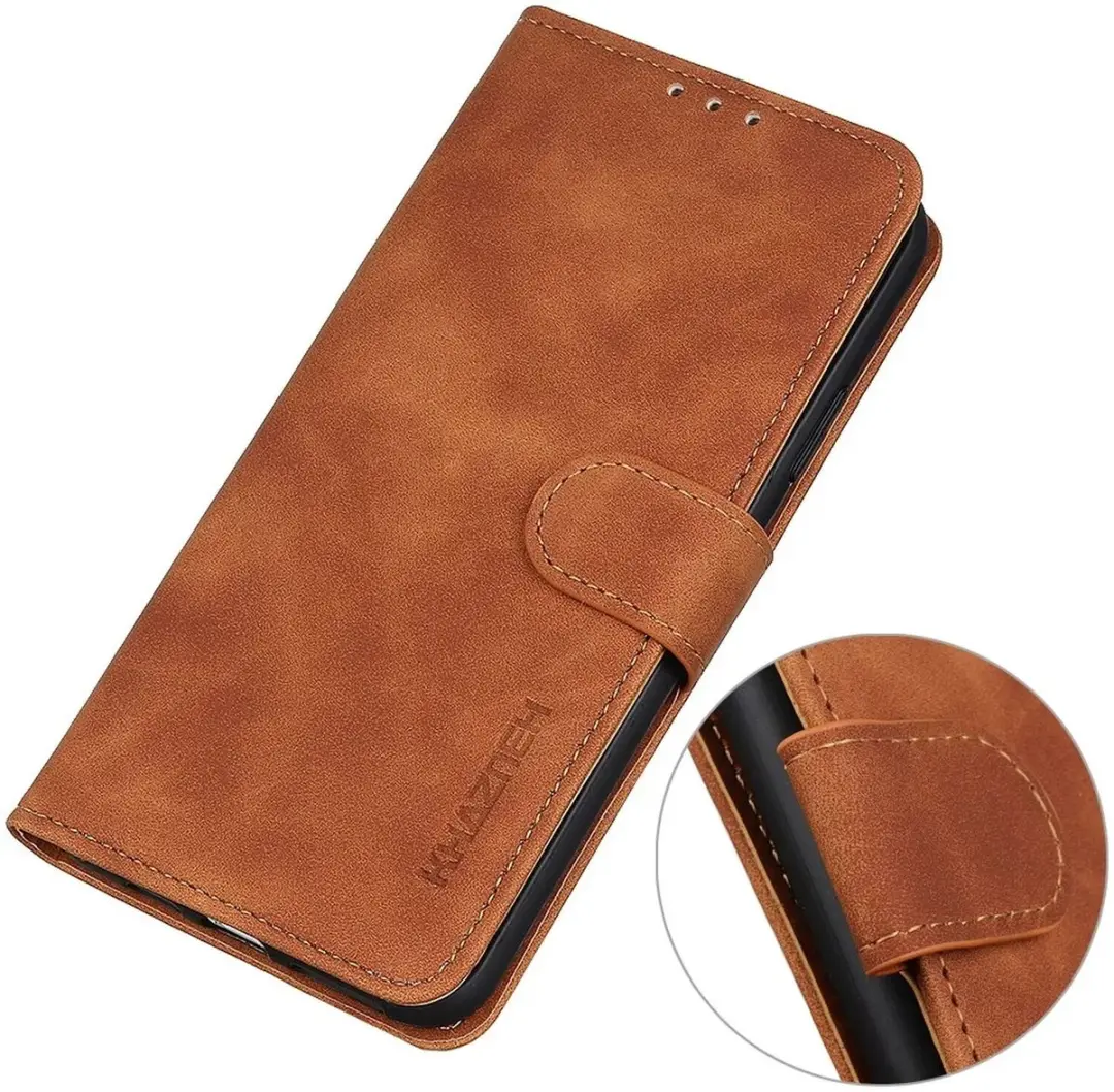 Khazneh Moto G84 Retro Wallet Hoesje - Bruin
