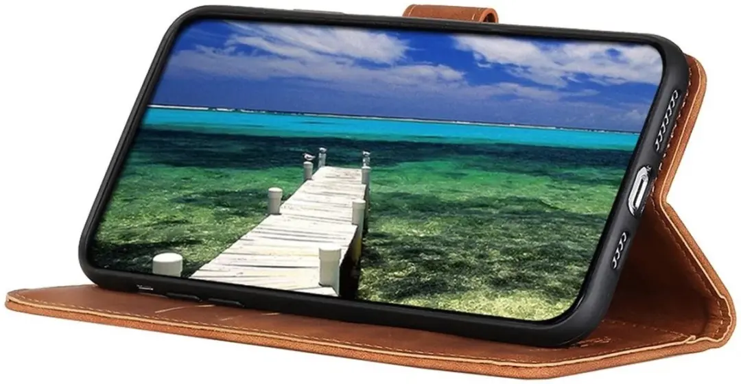 Khazneh Moto G84 Retro Wallet Hoesje - Bruin
