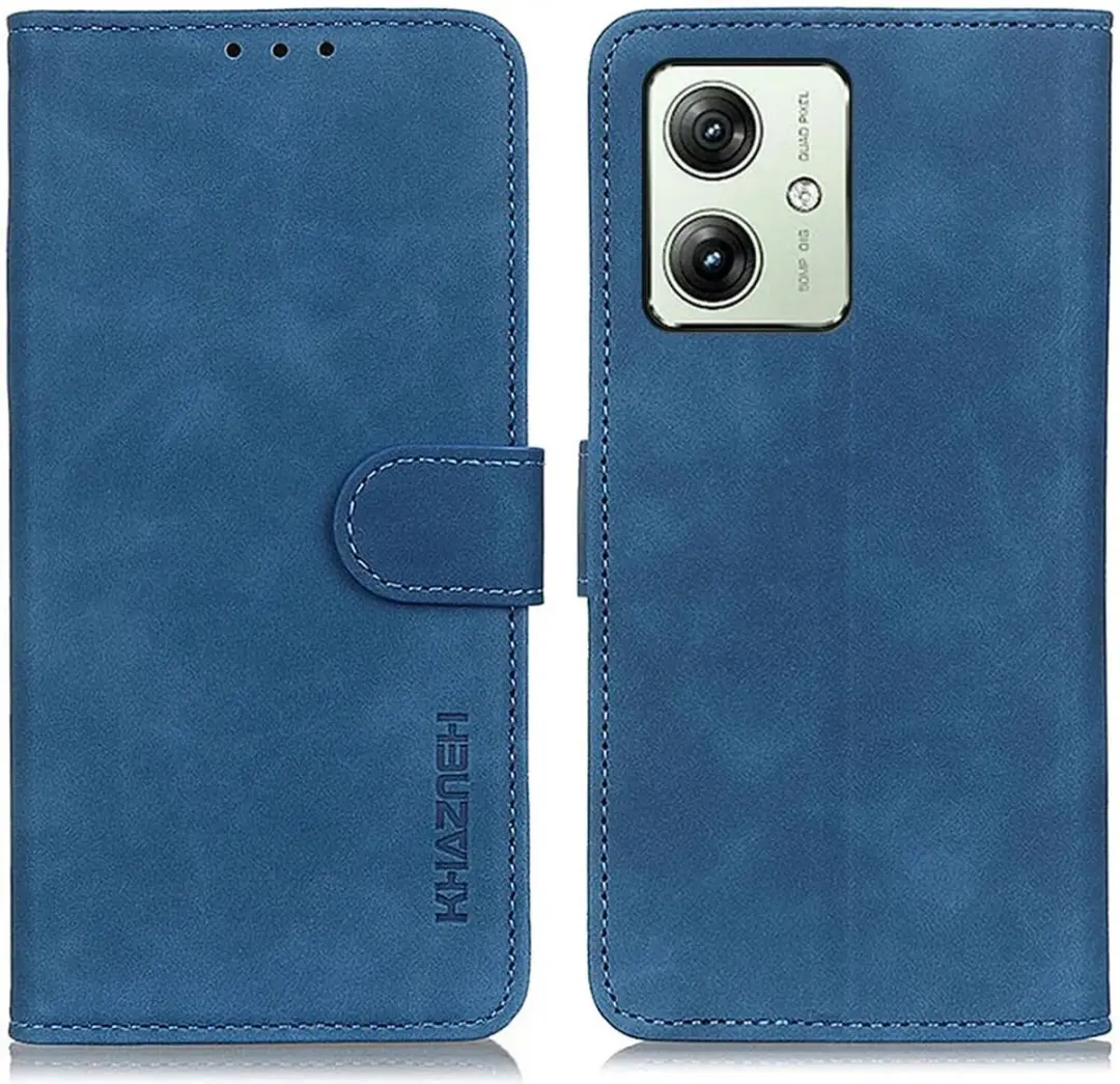 Khazneh Moto G54 Retro Wallet Hoesje - Blauw