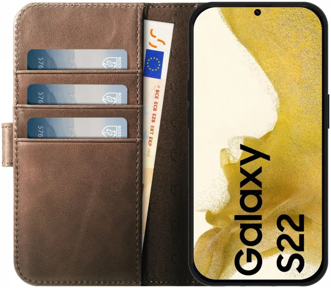 Rosso Elite 184379 Hoesje Samsung Galaxy S22 - Echt Leer Bruin