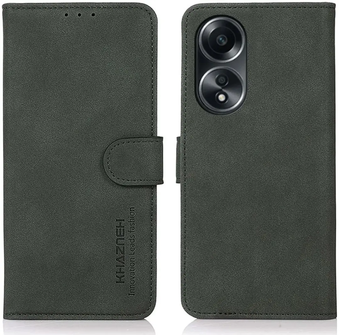 Khazneh Oppo A58 Hoesje Retro Wallet - Groen