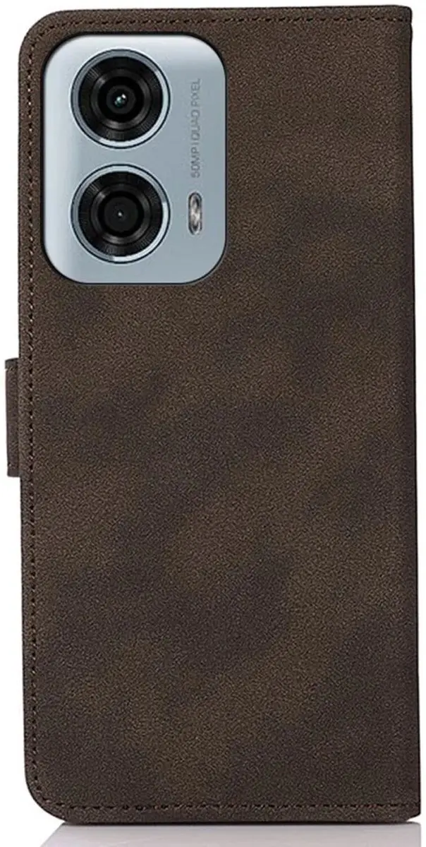 Khazneh Retro Wallet Hoesje Motorola Moto G04/G24 - 2 Pasjes - Bruin