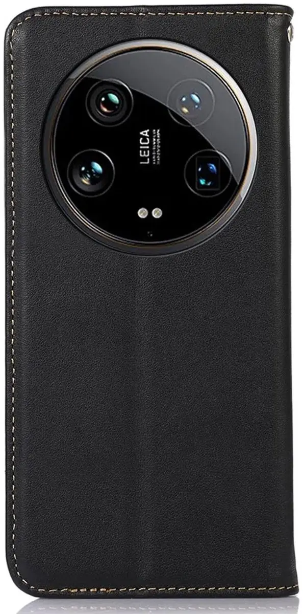 Khazneh Hoesje Xiaomi 14 Ultra - RFID Bescherming - Echt Leer Zwart