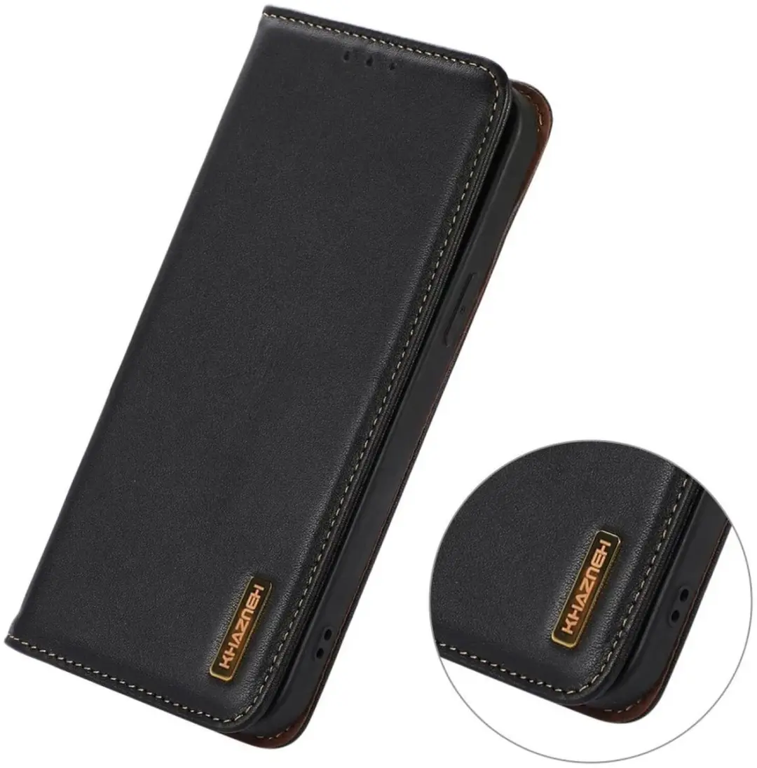 Khazneh Hoesje Xiaomi 14 Ultra - RFID Bescherming - Echt Leer Zwart