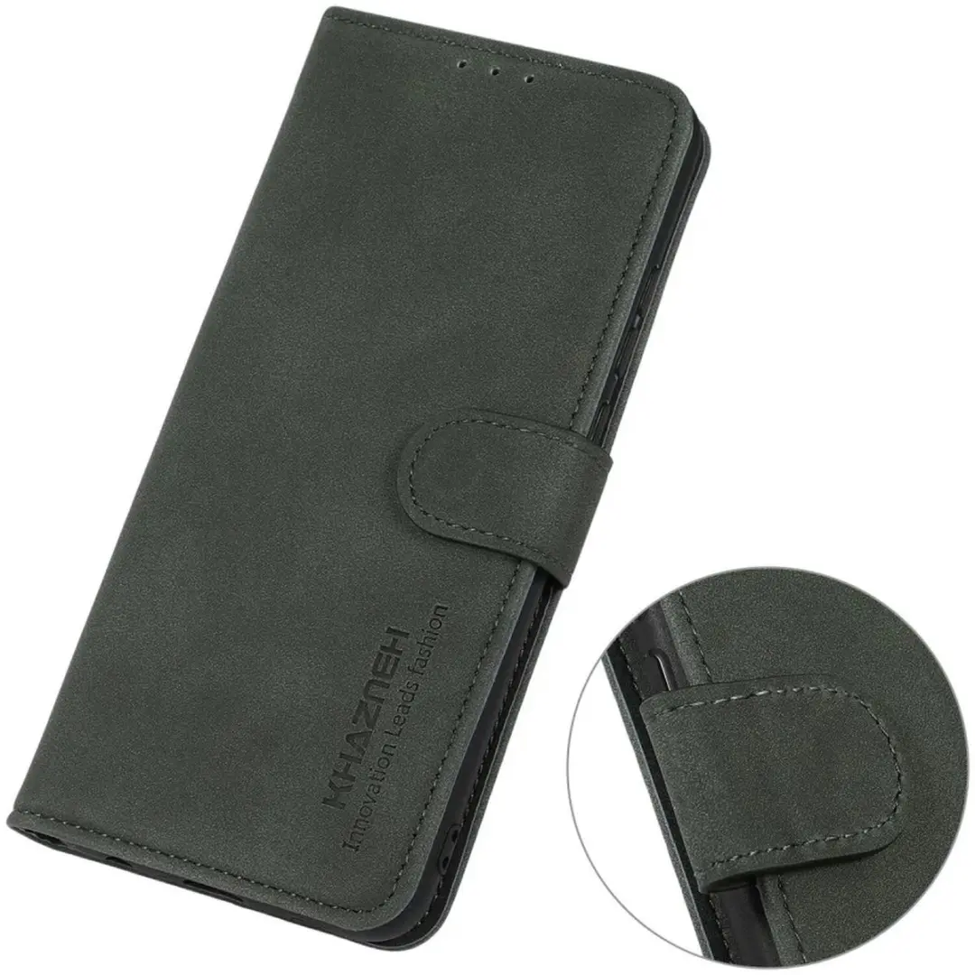 Khazneh Retro Wallet Hoesje Motorola Moto G04/G24 - Groen