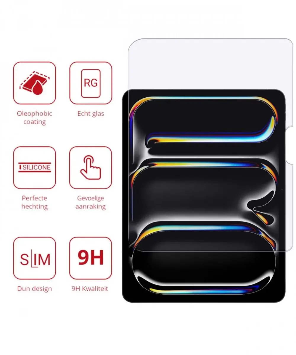Rosso 9H Tempered Glass 194357 iPad Pro 13 (2024) - Beschermglas - Transparant/Red