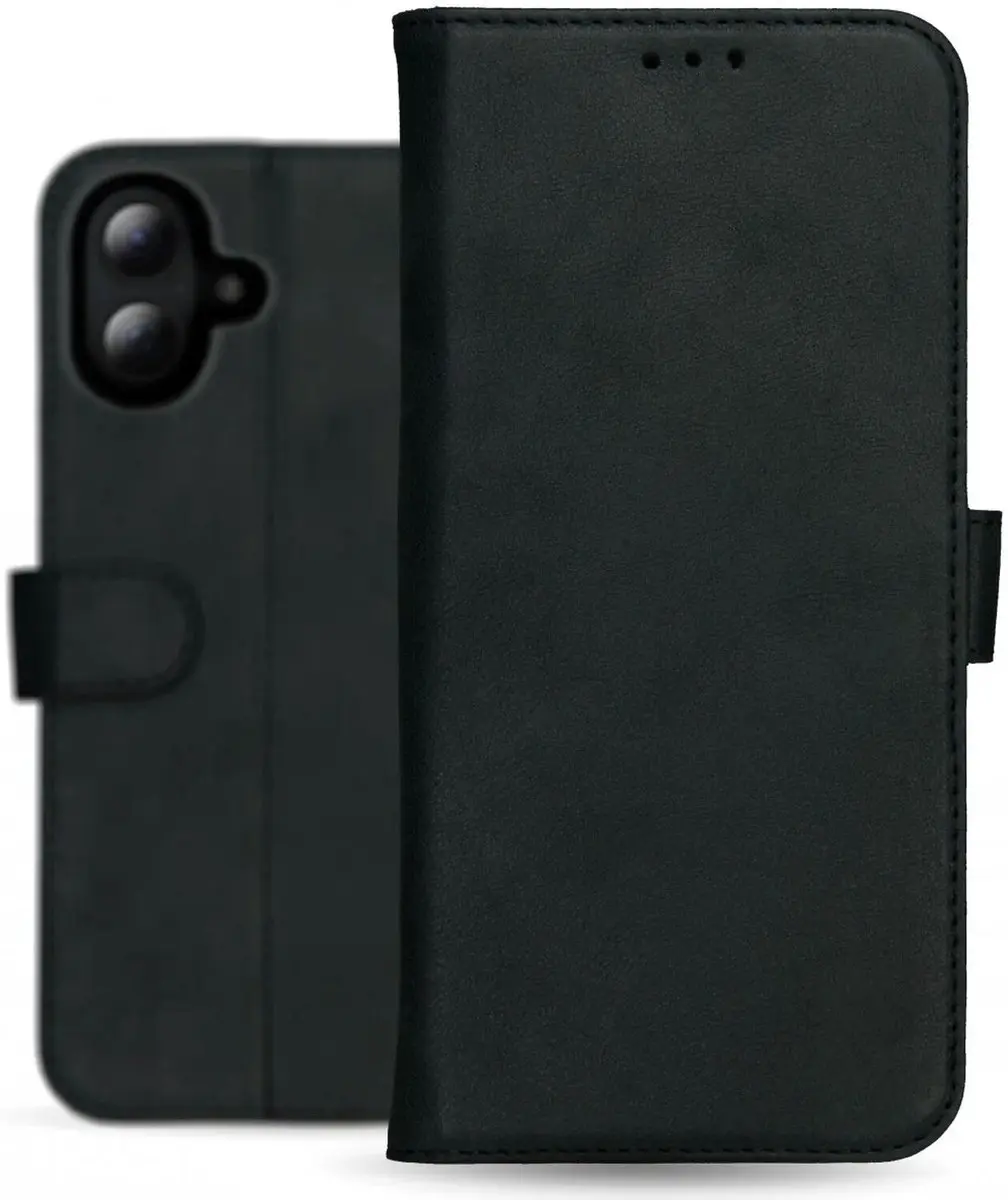 Rosso Deluxe Echt Leer Hoesje iPhone 16 Plus - 3 Pasjes - Zwart
