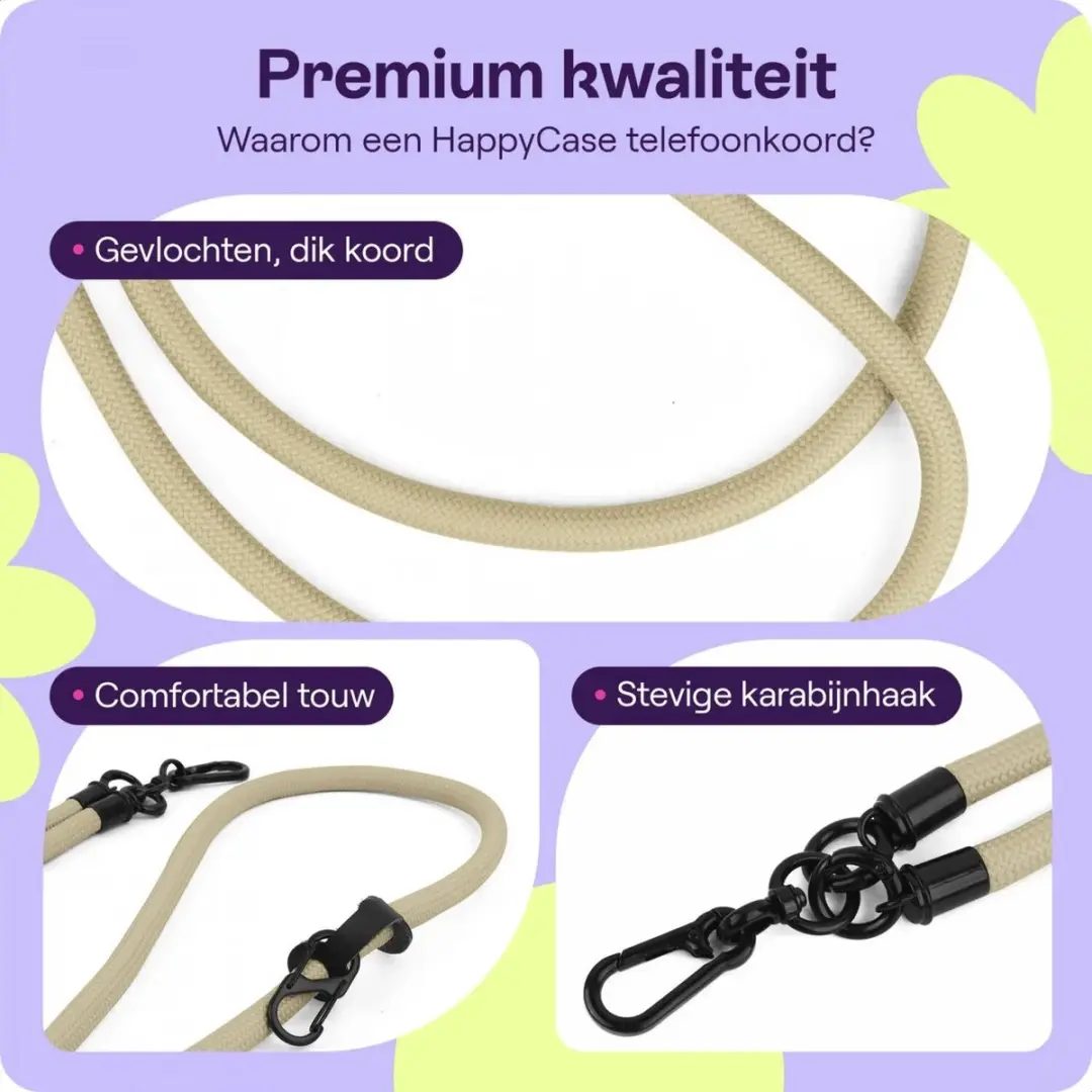 HappyCase Telefoonkoord 120cm - Beige