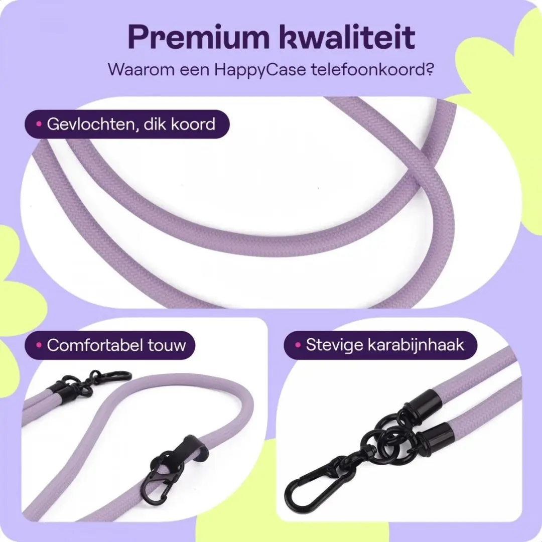 HappyCase Telefoonkoord Polsbandje 120cm - Paars