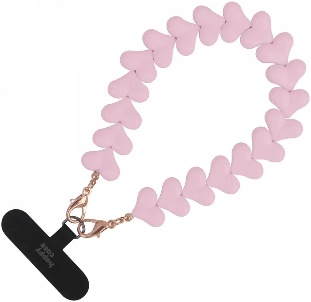 HappyCase Mykonos Hartjes Armband Telefoonkoord 30cm - Roze