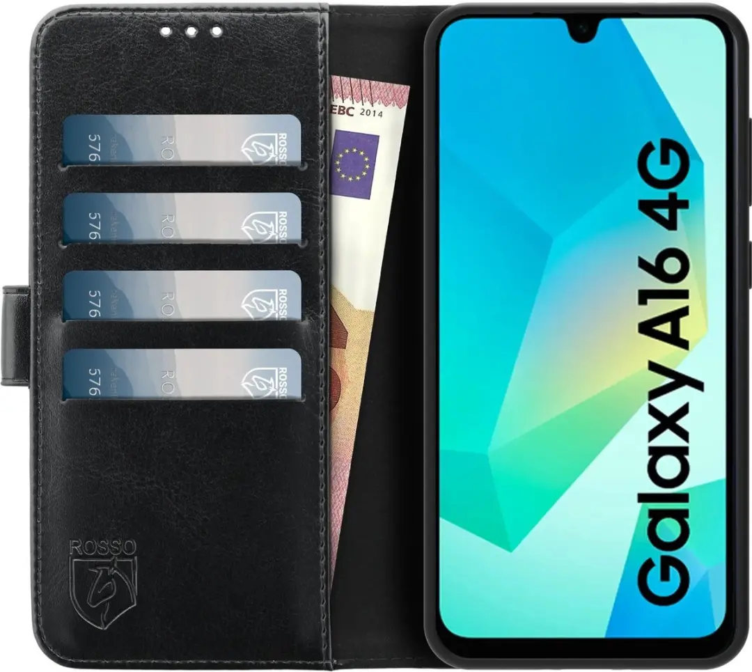 Rosso Element Wallet Book Case Samsung Galaxy A16 - 3 Pasjes - Zwart
