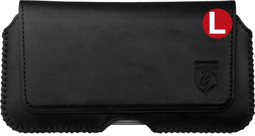 Rosso Deluxe Broekriem Belt Case Hoesje Met Riemlus Echt Leer Large Zwart