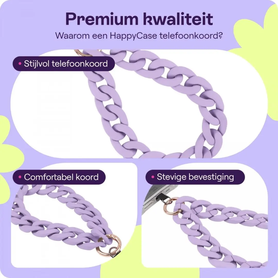 HappyCase Madeira Ketting Armband Telefoonkoord 30cm - Paars