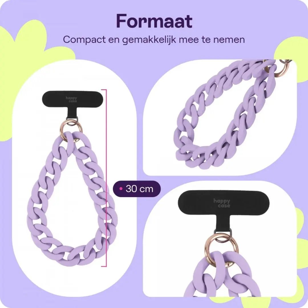 HappyCase Madeira Ketting Armband Telefoonkoord 30cm - Paars
