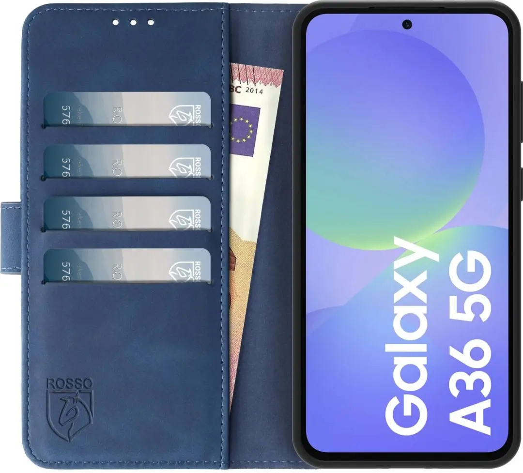 Rosso Element Wallet Book Case Samsung Galaxy A36 - 3 Pasjes - Blauw