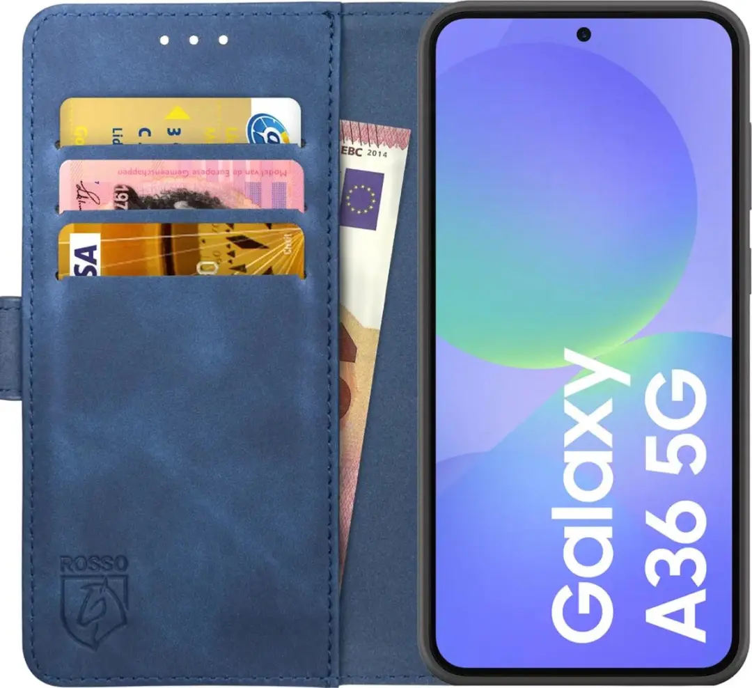 Rosso Element Wallet Book Case Samsung Galaxy A36 - 3 Pasjes - Blauw