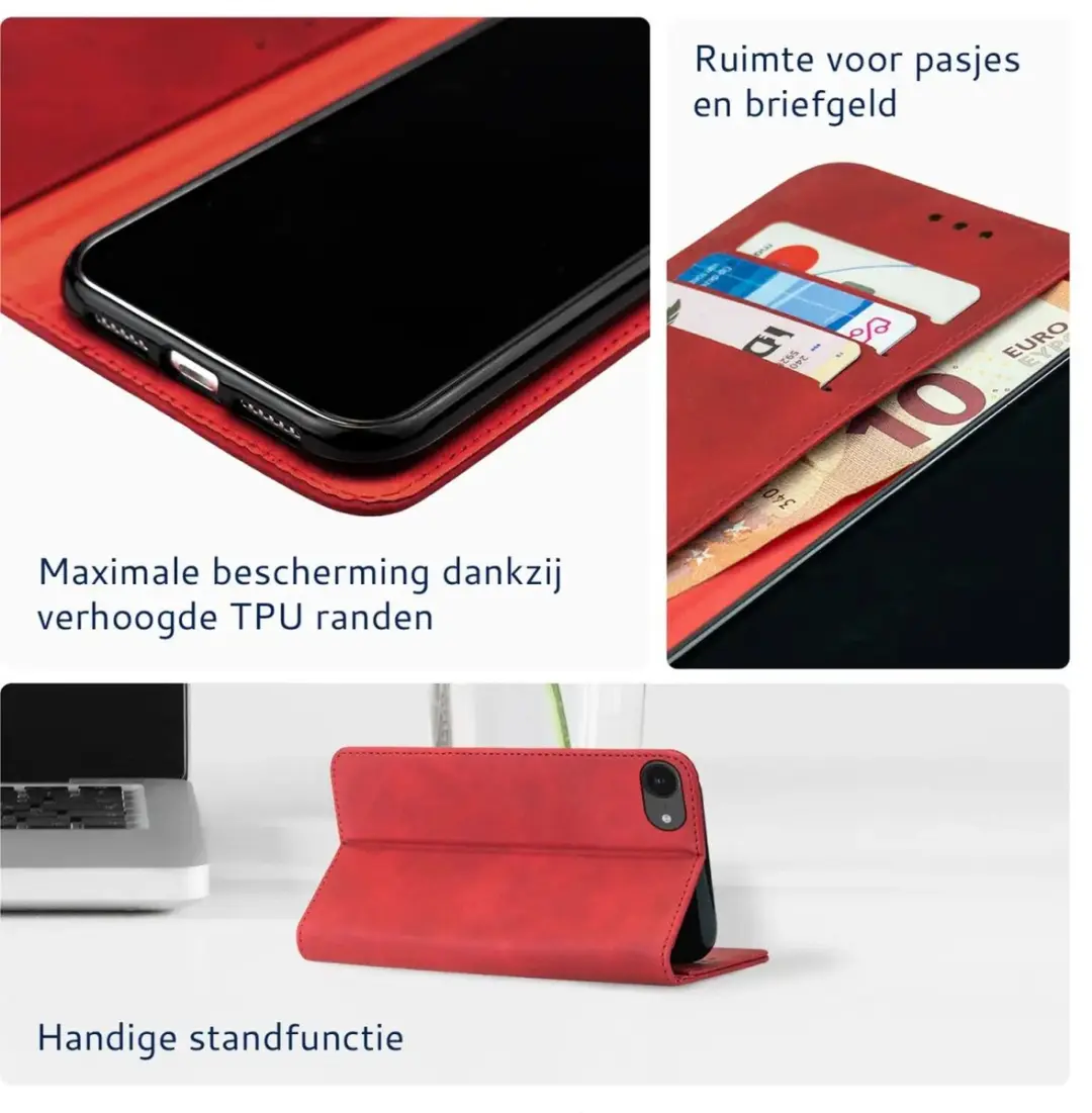 Rosso Element Wallet Book Case iPhone 16/17 - 3 Pasjes - Rood