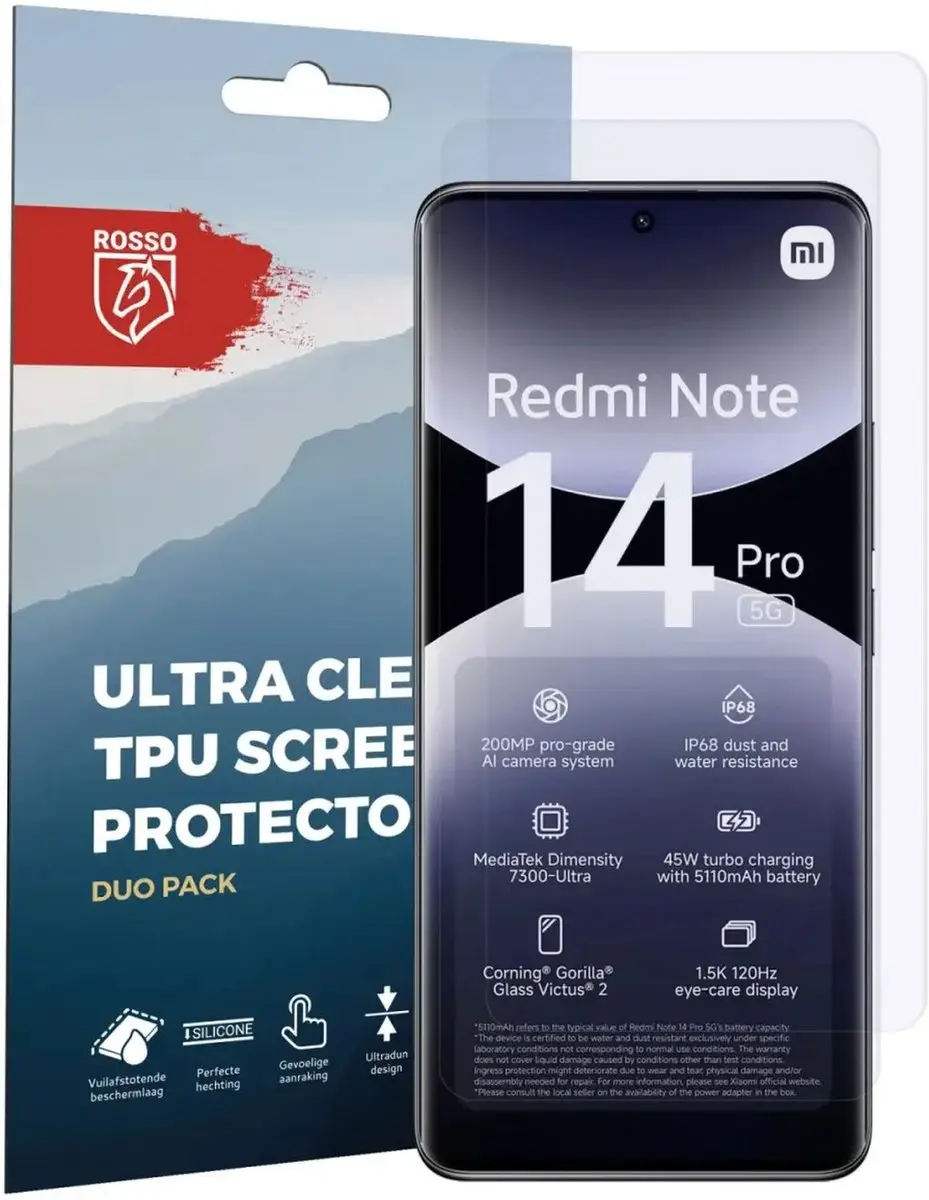 Rosso Screen Protector Ultra Clear Duo Pack - 2 Stuks - Xiaomi Poco X7/Redmi Note 14 Pro 5G