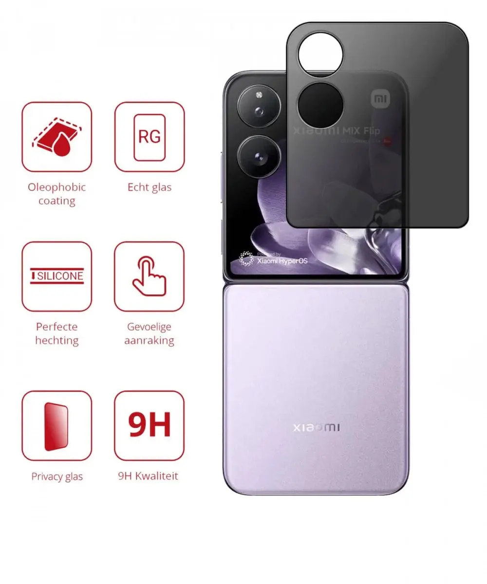 Rosso 9H Privacy Screen Protector Xiaomi Mix Flip - 9H Gehard Glas