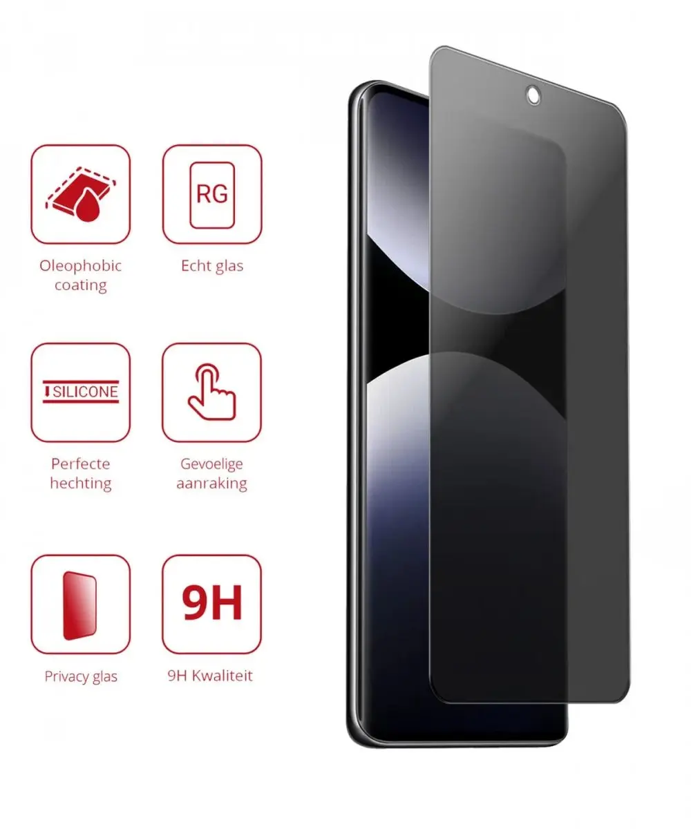 Rosso Privacy Screen Protector Xiaomi Redmi Note 14 4G - 9H Glas - Case Friendly