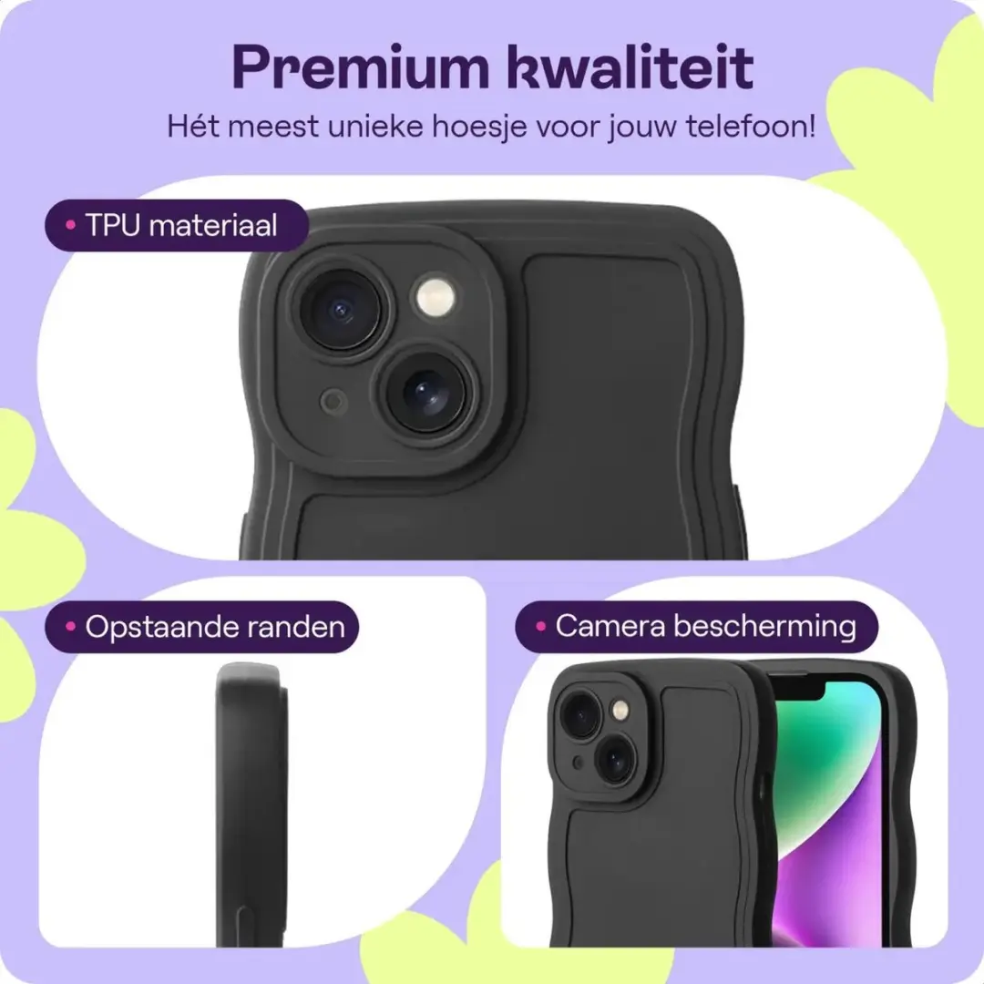 HappyCase Wavy Hoesje iPhone 14 - Zwart