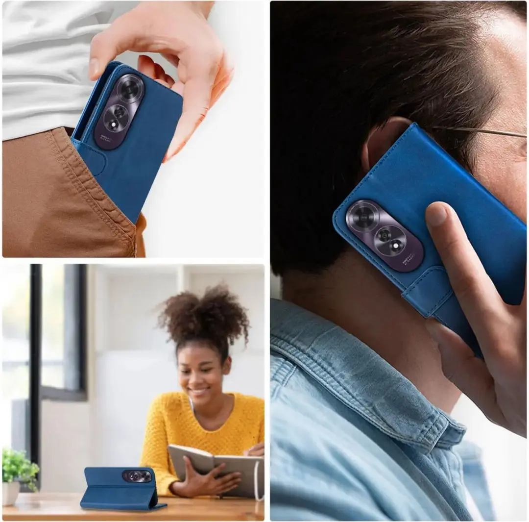Rosso Element Wallet Book Case Oppo A60 - 3 Pasjes - Blauw