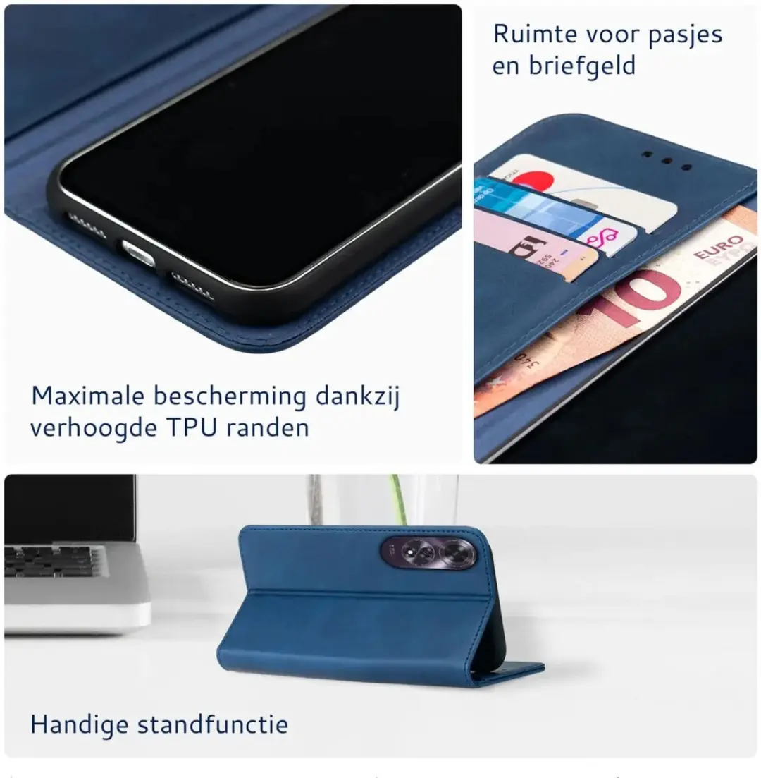 Rosso Element Wallet Book Case Oppo A60 - 3 Pasjes - Blauw