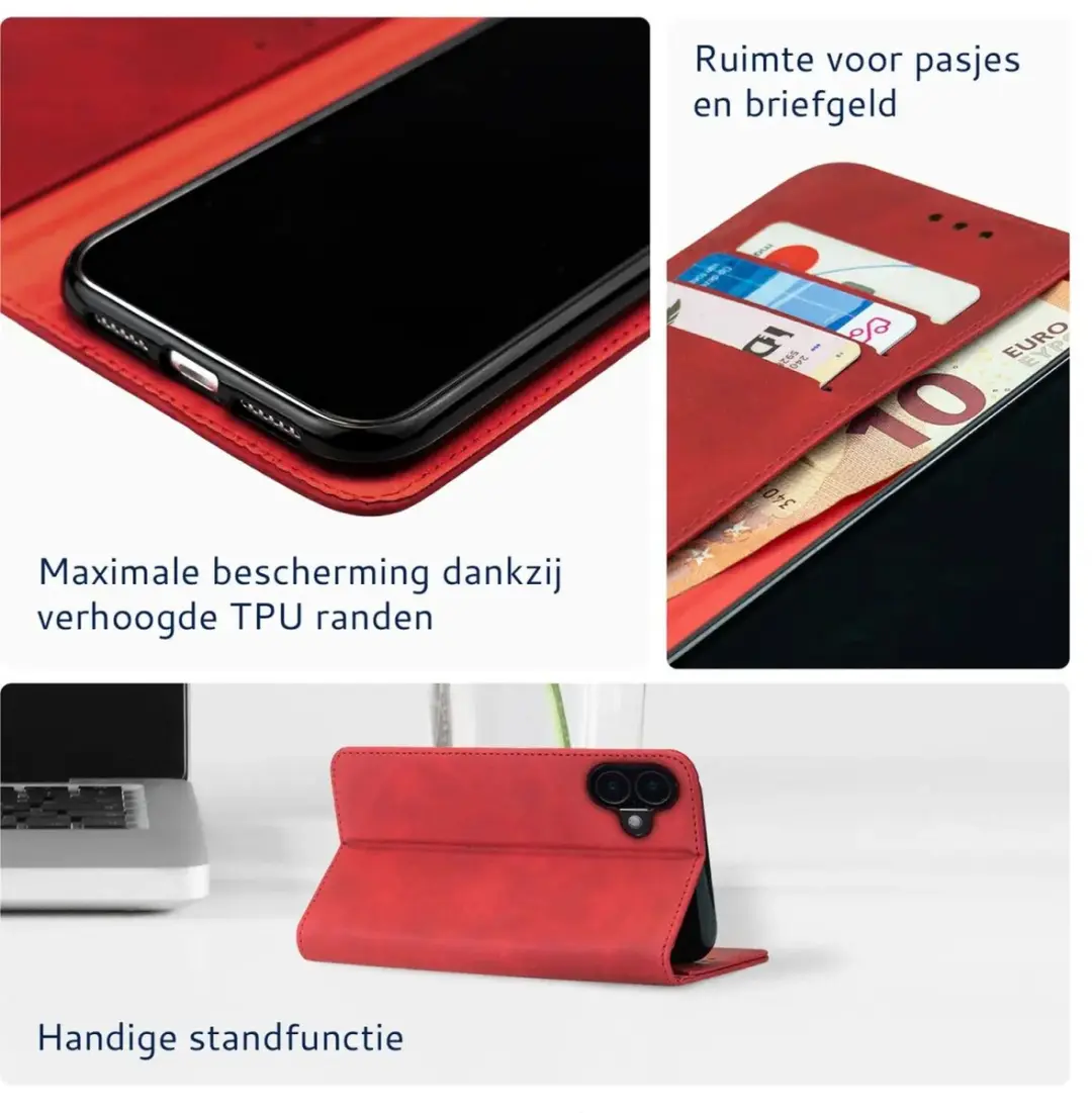 Rosso Element Wallet Book Case Samsung Galaxy A06 - 3 Pasjes - Rood