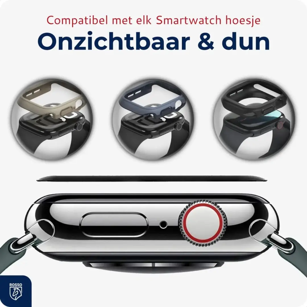 Rosso Smartwatch Protector Apple Watch 45mm - 2 Stuks - Transparant/Red