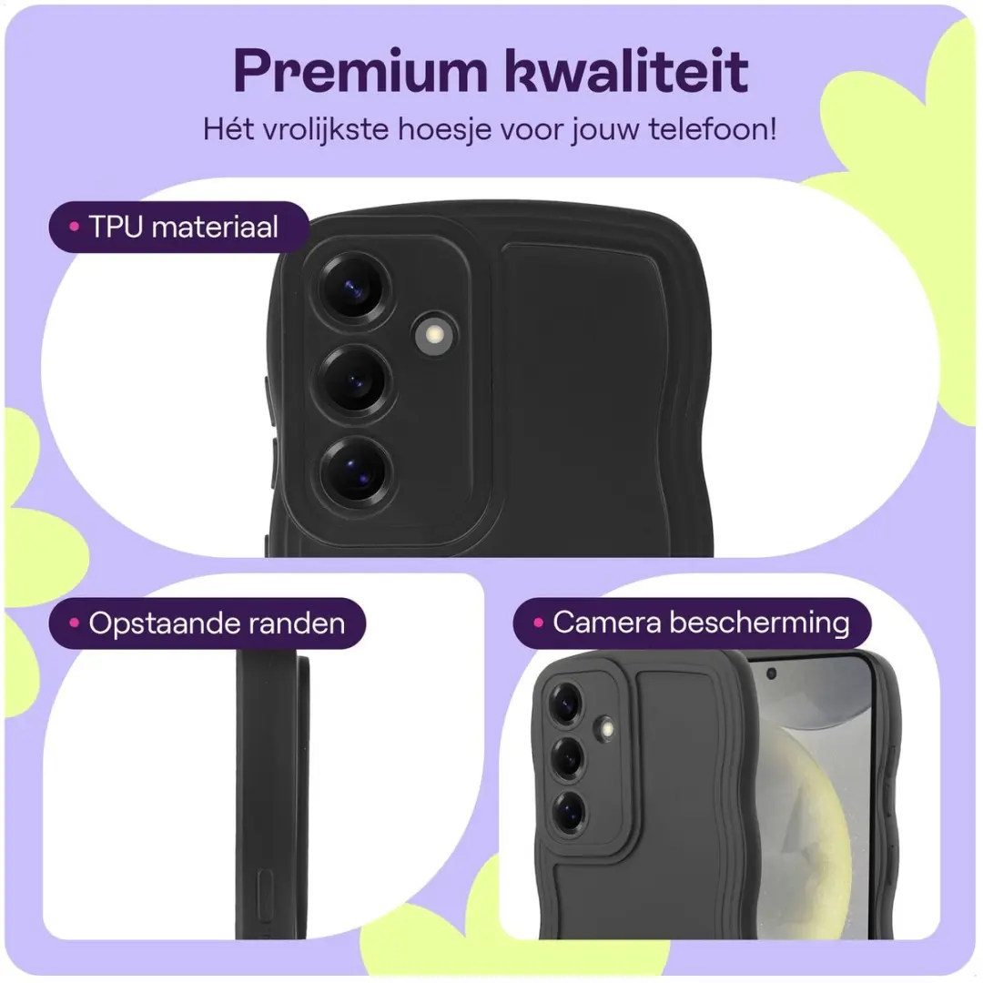 HappyCase Wavy Hoesje Samsung Galaxy S24 Plus - Zwart