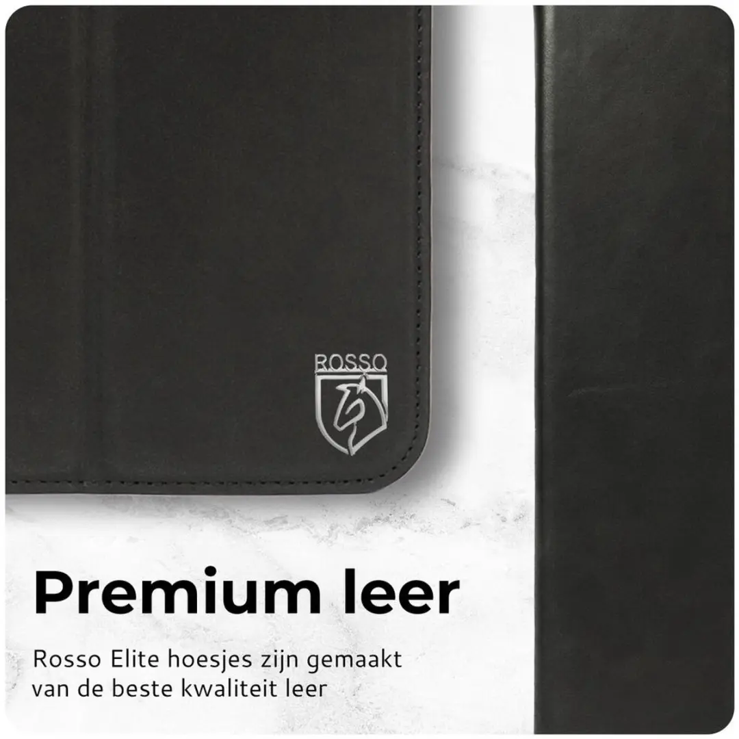 Rosso Elite 216753 Hoes iPad Air 11 - 2-in-1 Echt Leer Book Case & Back Cover - Zwart