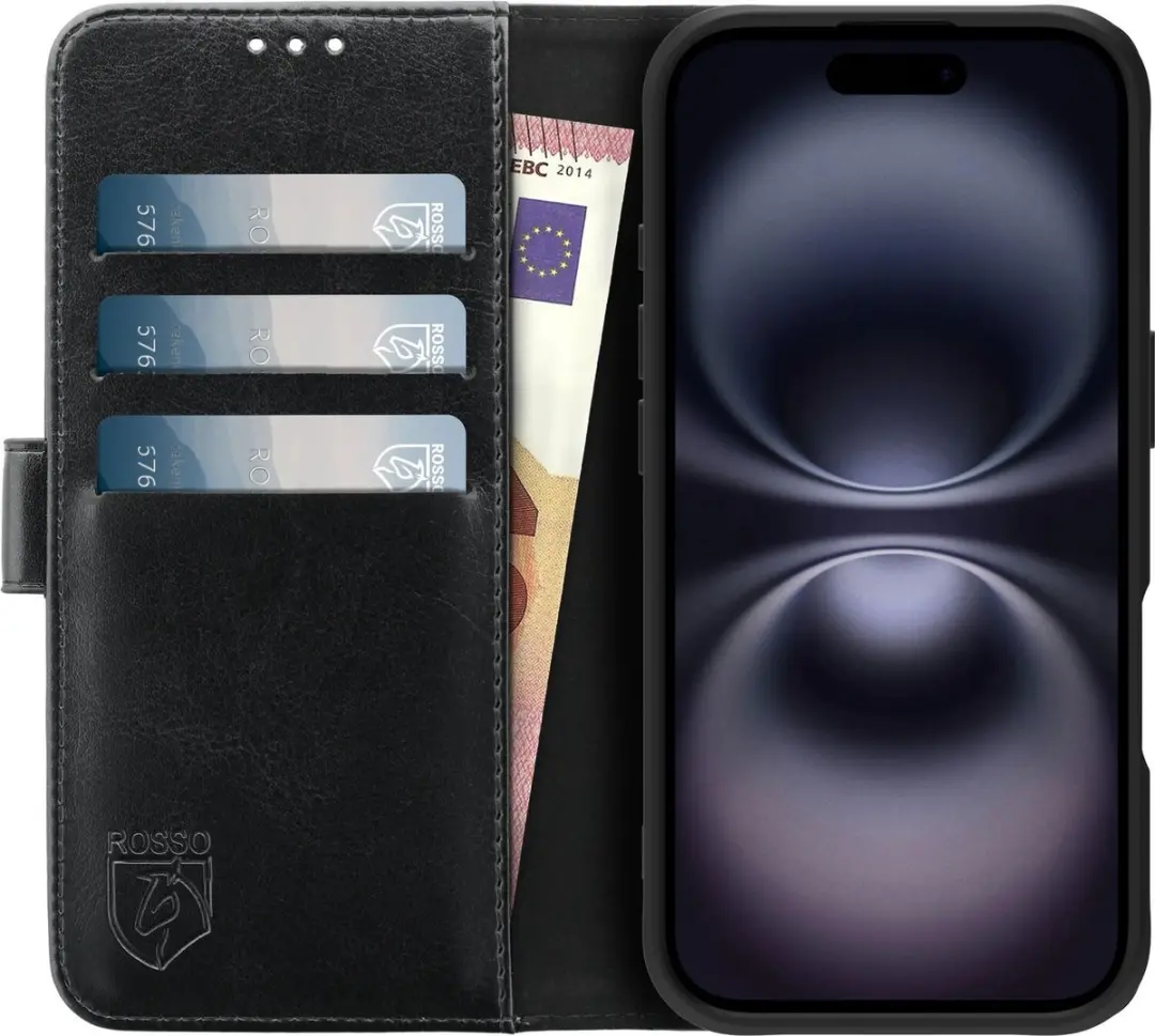 Rosso Element Wallet Book Case iPhone 17 - 3 Pasjes - Zwart