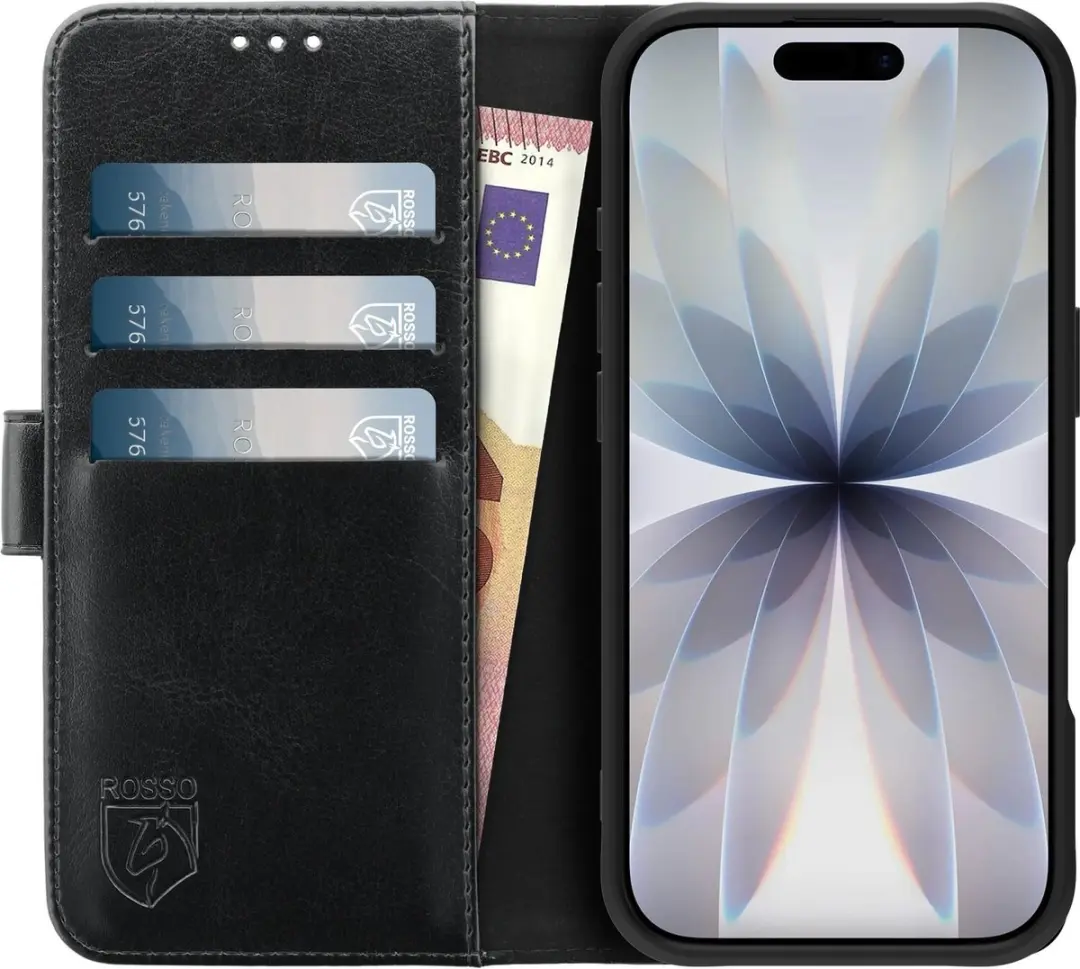 Rosso Element Wallet Book Case iPhone 17 - 3 Pasjes - Zwart