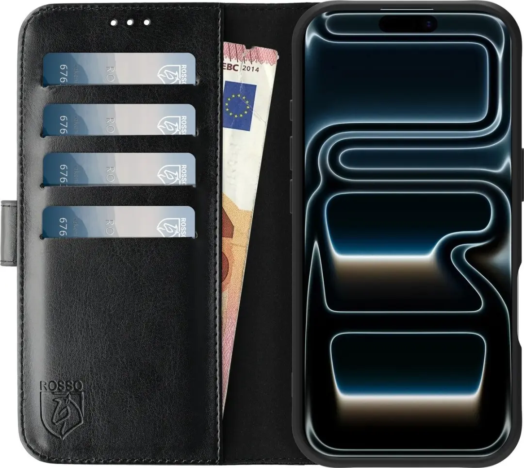 Rosso Element Wallet Book Case iPhone 17 Pro Max - 3 Pasjes - Zwart
