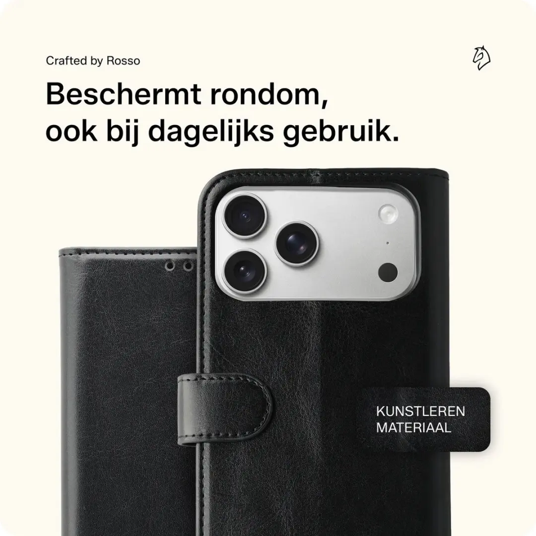 Rosso Element Wallet Book Case iPhone 17 Pro Max - 3 Pasjes - Zwart