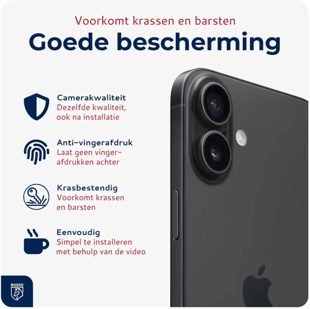 Rosso Camera Lens Bescherming iPhone 17 - Ultra Dun Glas - Zwart
