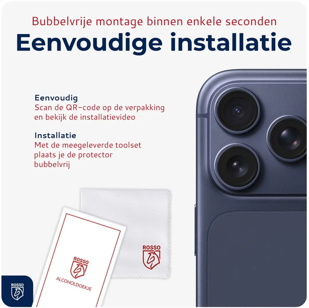 Rosso Camera Protector iPhone 17 Pro - Ultra Dun Glas - Zwart