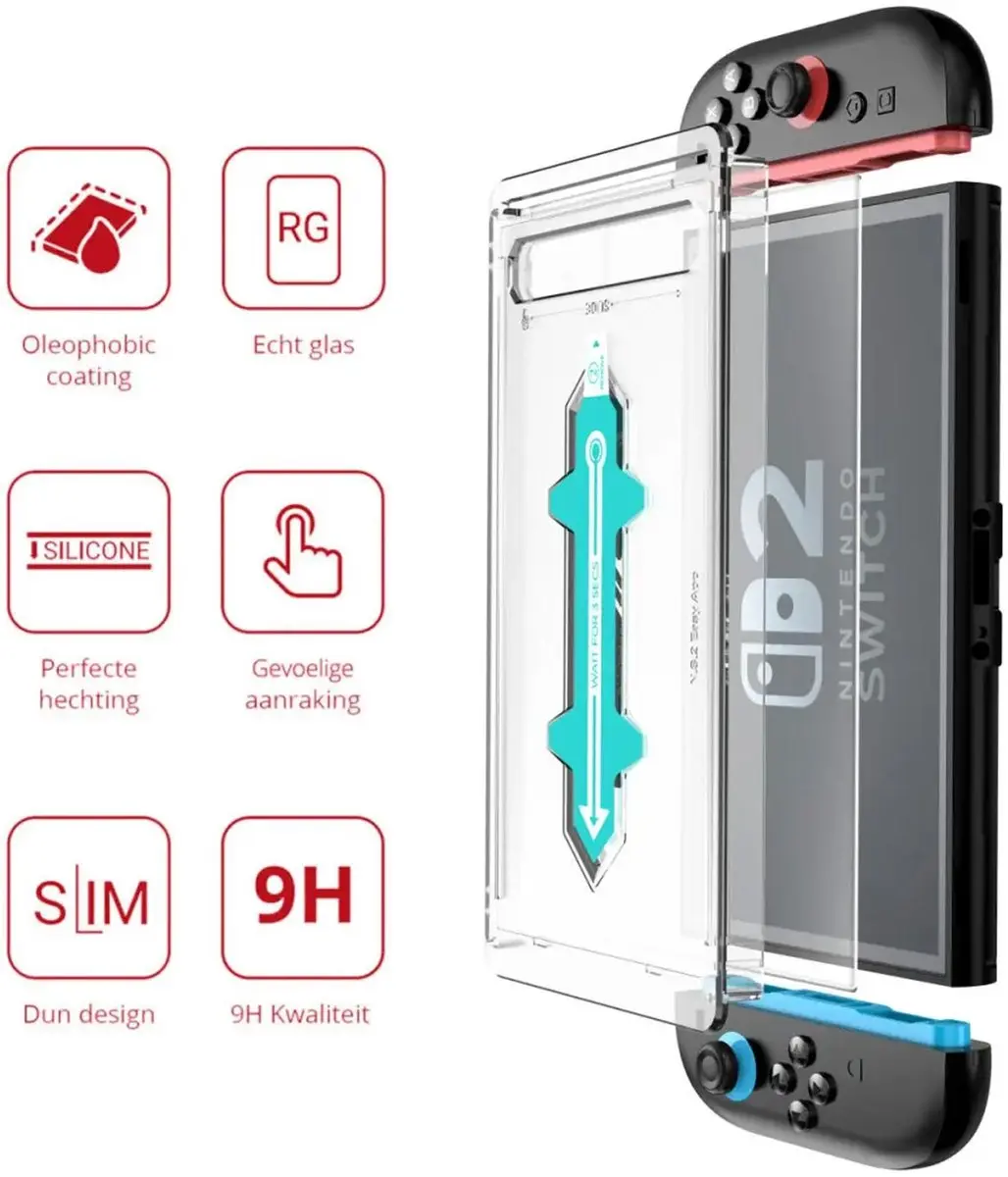 Rosso Screenprotector Nintendo Switch 2 - 2 Stuks - 9H Tempered Glass - Transparant/Wit