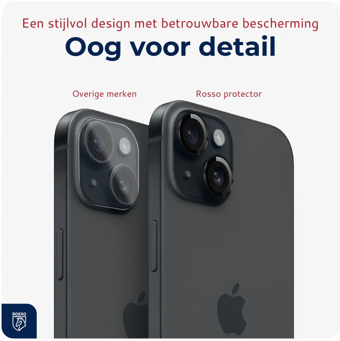 Rosso Camera Frame Protector iPhone 14/14 Plus - 9H Glas - Zwart