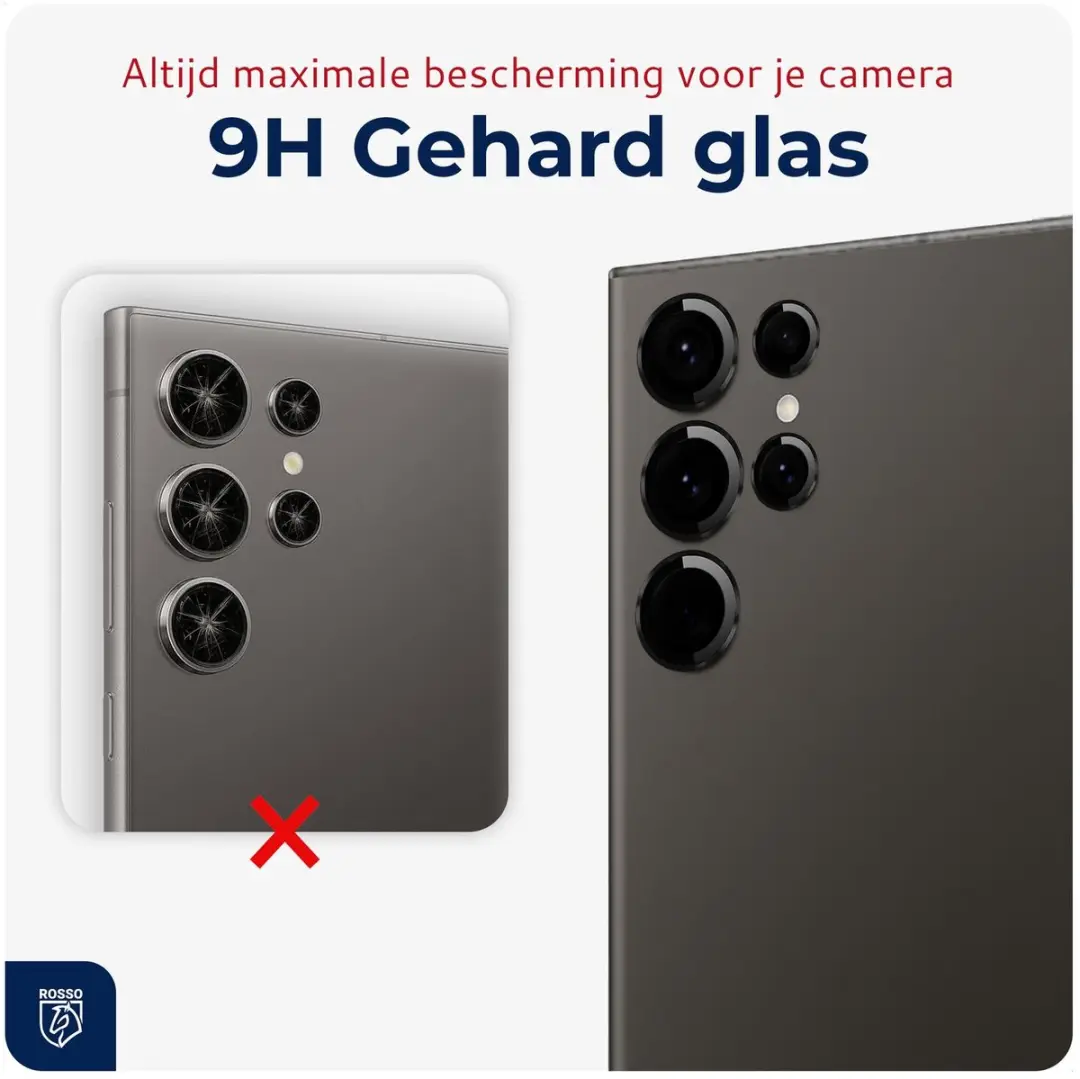 Rosso Camera Frame Protector Samsung Galaxy S24 Ultra - 9H Glas - Zwart