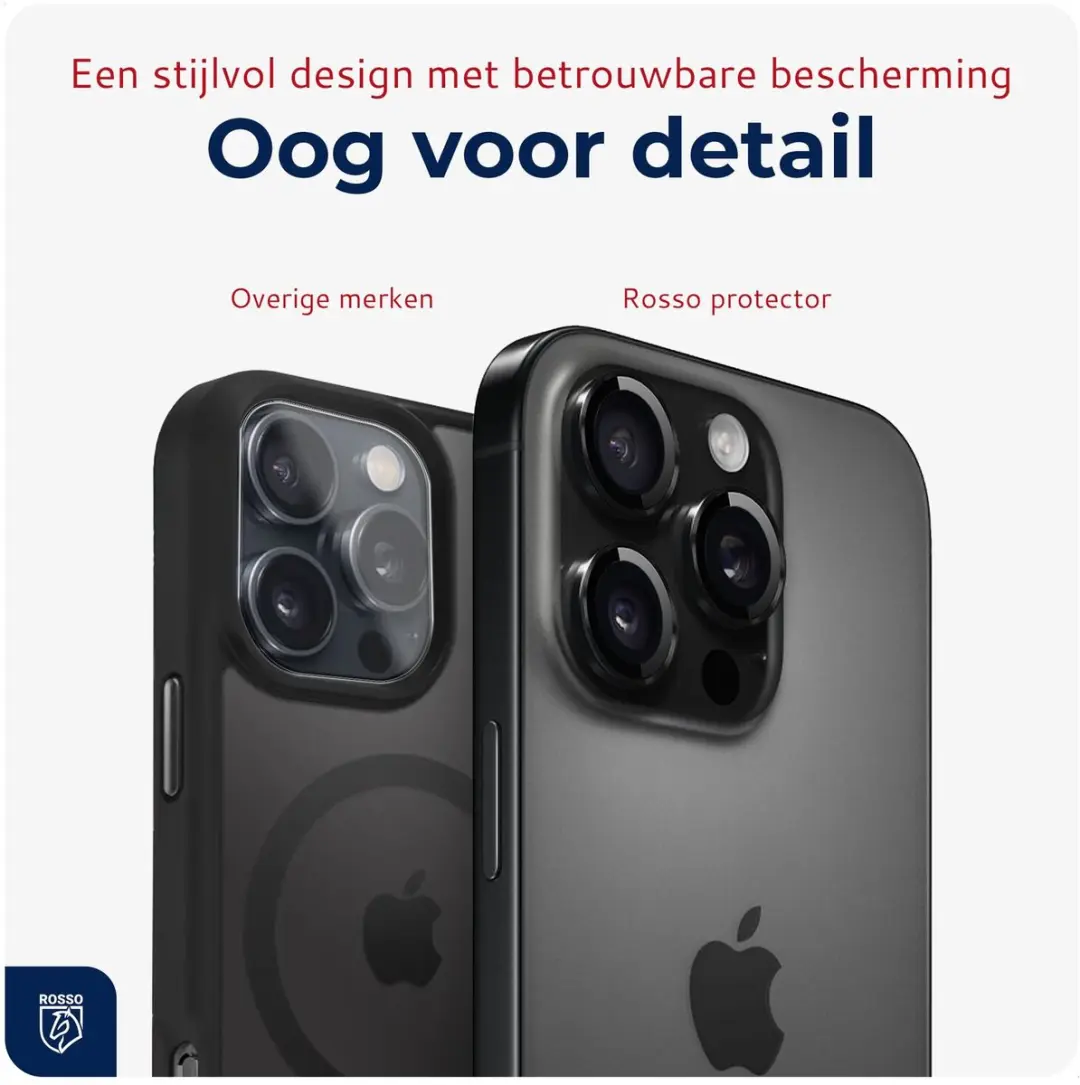 Rosso Camera Frame Protector iPhone 15 Pro/Pro Max - 9H Glas - Zwart
