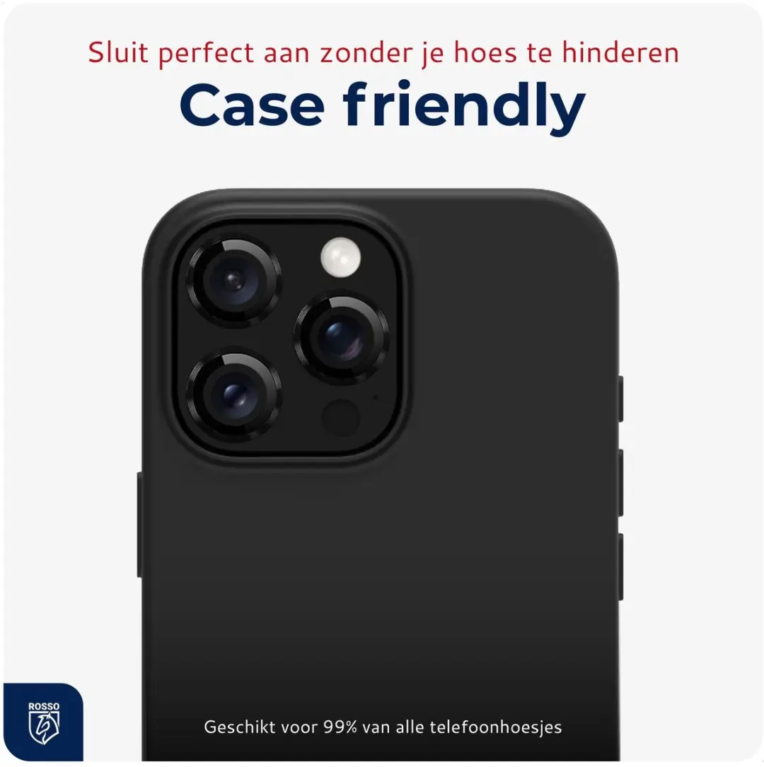 Rosso Camera Frame Protector iPhone 15 Pro/Pro Max - 9H Glas - Zwart