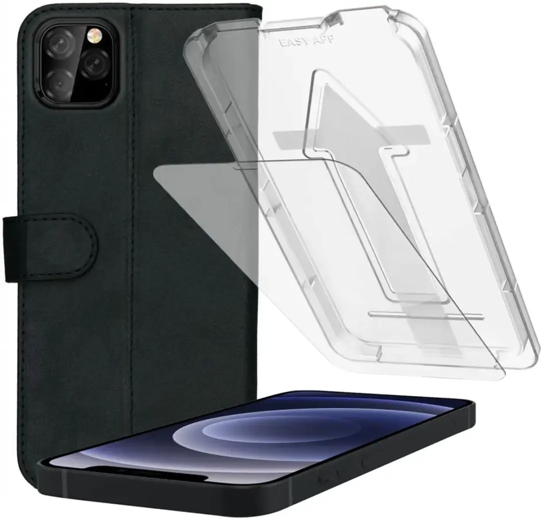 Rosso Deluxe Hoesje + Tempered Glass Geschikt voor Apple iPhone 12 / 12 Pro