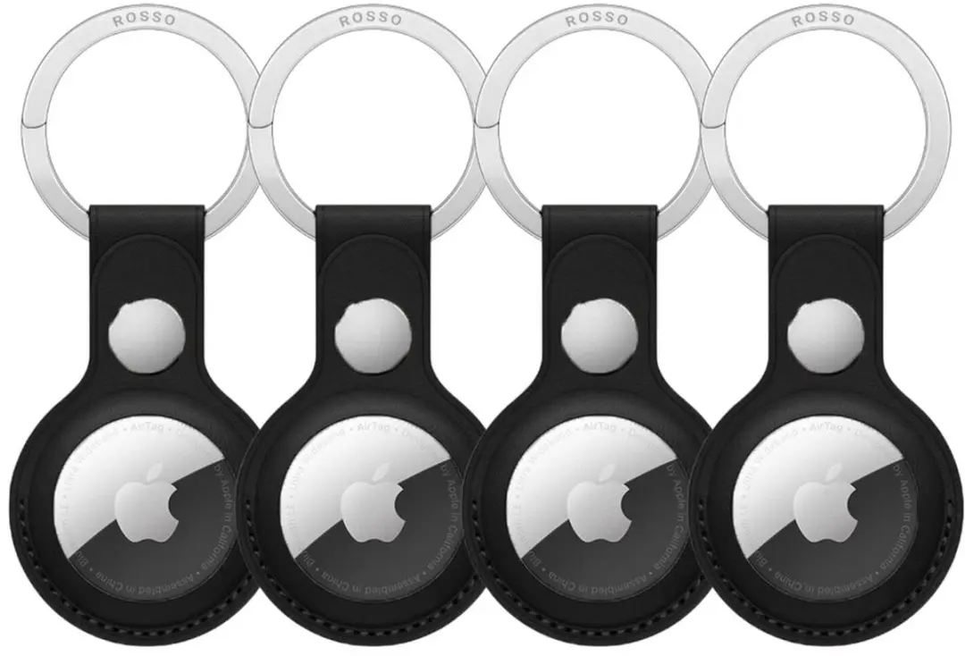 Rosso Deluxe Sleutelhanger AirTag Hoesje 4-Pack - Zwart