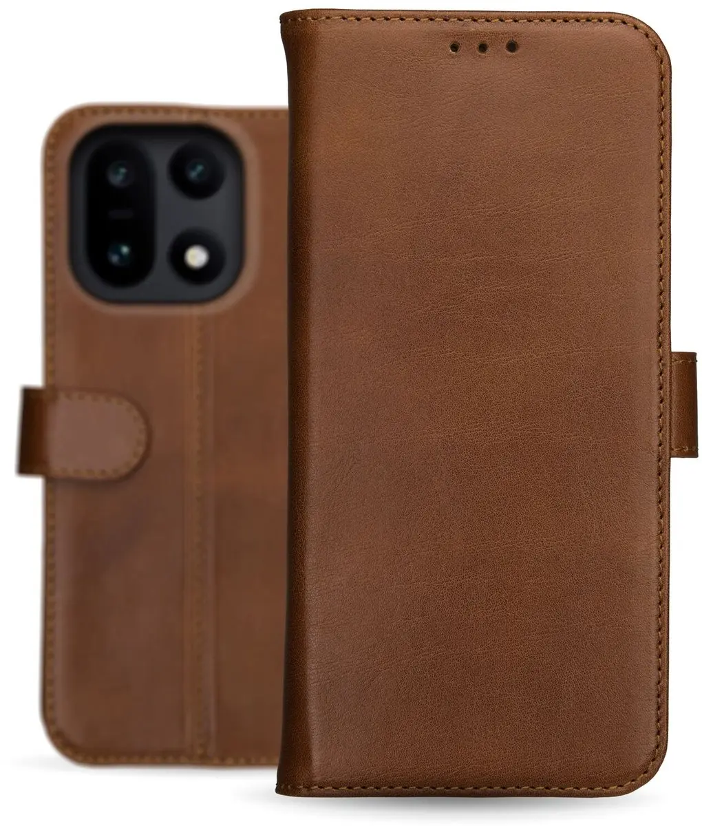 Rosso Deluxe Echt Leer Hoesje OnePlus 15 - 3 Pasjes - Bruin