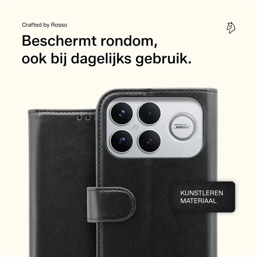 Rosso Element Wallet Book Case 253407 - Xiaomi Poco F8 Ultra - 3 Pasjes - Zwart